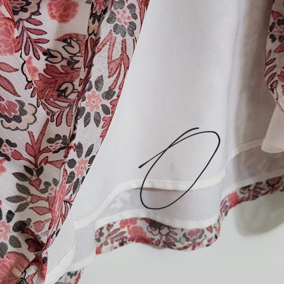 TALBOTS Floral Shirred Tie Neck Crinkle Flowy Boho Blouse Large Multicolor - Picture 16 of 16